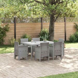 Garden Dining Set 7 pcs Light Grey Polt rattan vidaXL Garden Dining Set 7 pcs Light Grey Polt rattan vidaXL