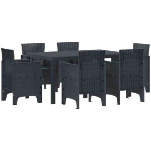 Garden Dining Set 7 pcs Anthracite Polt rattan Vidaxl Garden Dining Set 7 pcs Anthracite Polt rattan Vidaxl