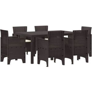 Garden Dining Set 7 pcs Brown Polt rattan Vidaxl Garden Dining Set 7 pcs Brown Polt rattan Vidaxl