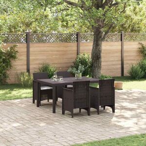 Garden Dining Set 5 pcs Brown Polt rattan Vidaxl Garden Dining Set 5 pcs Brown Polt rattan Vidaxl