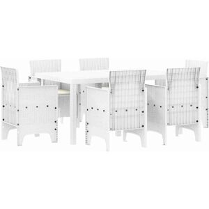 Garden Dining Set 7 pcs White Polt rattan vidaXL Garden Dining Set 7 pcs White Polt rattan vidaXL
