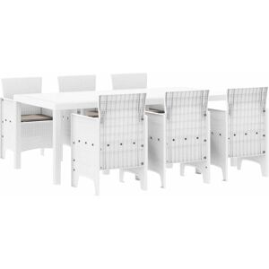 Vidaxl - Garden Dining Set 7 pcs White Polt rattan Vidaxl - Garden Dining Set 7 pcs White Polt rattan