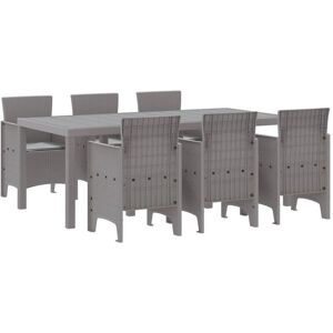 Vidaxl - Garden Dining Set 7 pcs Light Grey Polt rattan Vidaxl - Garden Dining Set 7 pcs Light Grey Polt rattan