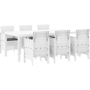 Vidaxl - Garden Dining Set 7 pcs White Polt rattan Vidaxl - Garden Dining Set 7 pcs White Polt rattan