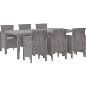 Vidaxl - Garden Dining Set 7 pcs Light Grey Polt rattan Vidaxl - Garden Dining Set 7 pcs Light Grey Polt rattan