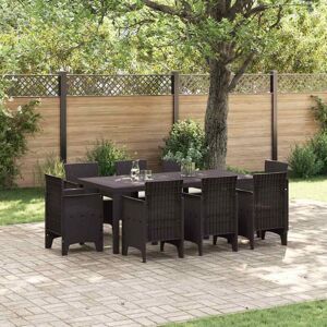 Vidaxl - Garden Dining Set 9 pcs Brown Polt rattan Vidaxl - Garden Dining Set 9 pcs Brown Polt rattan
