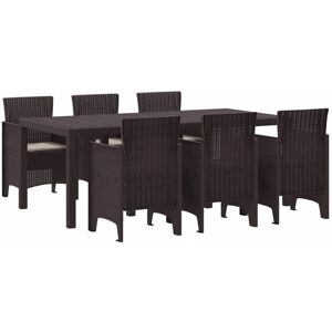 Vidaxl - Garden Dining Set 7 pcs Brown Polt rattan Vidaxl - Garden Dining Set 7 pcs Brown Polt rattan
