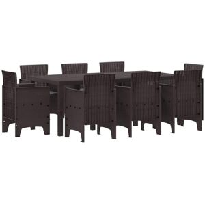 Garden Dining Set 9 pcs Brown Polt rattan Vidaxl Garden Dining Set 9 pcs Brown Polt rattan Vidaxl