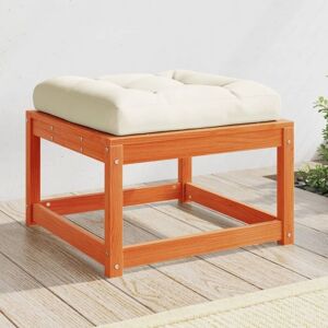 vidaXL Garden Footstool with Cushions - Solid Pine Wood - Brown - Garden Footstool vidaXL Garden Footstool with Cushions - Solid Pine Wood - Brown - Garden Footstool