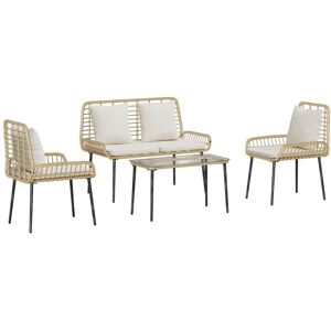 Garden Furniture Set 4 pcs Brown and Black and Cream vidaXL Garden Furniture Set 4 pcs Brown and Black and Cream vidaXL