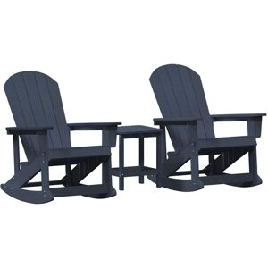 Garden Lounge Set 3 pcs Navy blue hdpe Vidaxl Garden Lounge Set 3 pcs Navy blue hdpe Vidaxl