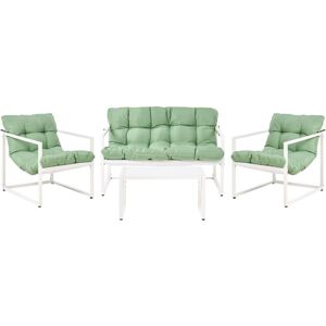 BELIANI Garden Lounge Set with Table 4 Seater GARDA Metal Green BELIANI Garden Lounge Set with Table 4 Seater GARDA Metal Green