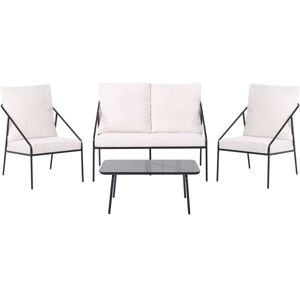 BELIANI Garden Lounge Set with Table 4 Seater USTICA Metal Black BELIANI Garden Lounge Set with Table 4 Seater USTICA Metal Black