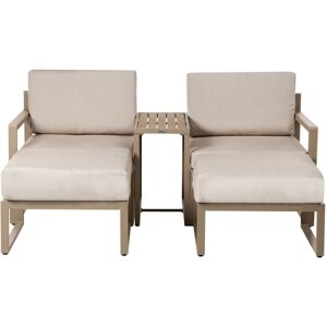 BELIANI Garden Lounge Set with Table and Ottoman 2 Seater NOCI Modular Metal Beige BELIANI Garden Lounge Set with Table and Ottoman 2 Seater NOCI Modular Metal Beige
