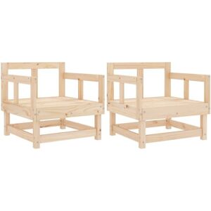 vidaXL Natural Pine Garden Chairs 2 pcs - Garden Chairs vidaXL Natural Pine Garden Chairs 2 pcs - Garden Chairs
