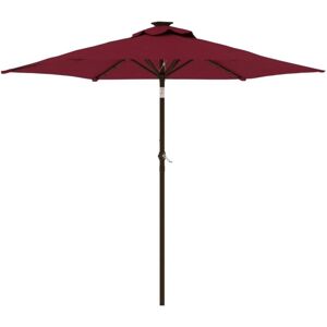 vidaXL Garden Parasol Bordeaux Red LED Steel - Outdoor Sun Shade vidaXL Garden Parasol Bordeaux Red LED Steel - Outdoor Sun Shade