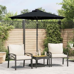 VidaXL Black Garden Parasol with LEDs and Steel Pole - Garden Parasol VidaXL Black Garden Parasol with LEDs and Steel Pole - Garden Parasol