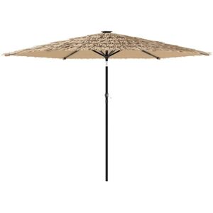 vidaXL Garden Parasol with LEDs and Steel Pole Brown - Garden Parasol vidaXL Garden Parasol with LEDs and Steel Pole Brown - Garden Parasol