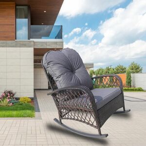 Furniture One - Garden Patio Rattan Rocking Chair Recliner Rocker With Cushions - Grey Furniture One - Garden Patio Rattan Rocking Chair Recliner Rocker With Cushions - Grey