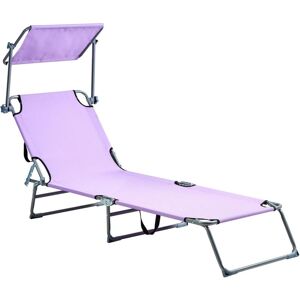 Beliani - Garden Patio Reclining Sun Lounger with Canopy Steel Foldable Violet Foligno Beliani - Garden Patio Reclining Sun Lounger with Canopy Steel Foldable Violet Foligno