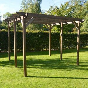 RUTLAND COUNTY GARDEN FURNITURE LTD Garden Pergola 6 Post - L420 x W420 x H270 cm - Rustic Brown RUTLAND COUNTY GARDEN FURNITURE LTD Garden Pergola 6 Post - L420 x W420 x H270 cm - Rustic Brown