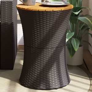 Garden Side Table Drum Shape Black Poly Rattan and Solid Wood vidaXL Garden Side Table Drum Shape Black Poly Rattan and Solid Wood vidaXL