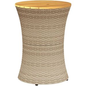 Garden Side Table Drum Shape Beige Poly Rattan and Solid Wood Vidaxl Garden Side Table Drum Shape Beige Poly Rattan and Solid Wood Vidaxl