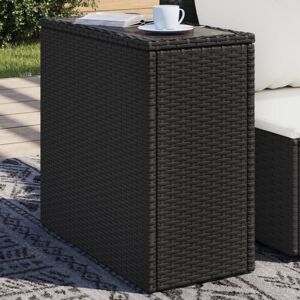 Garden Side Table with Glass Top Black 58x27.5x55 cm Poly Rattan vidaXL Garden Side Table with Glass Top Black 58x27.5x55 cm Poly Rattan vidaXL