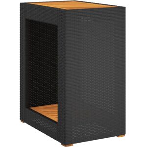 Vidaxl - Garden Side Table with Wooden Top Black 60x40x75 cm Poly Rattan Vidaxl - Garden Side Table with Wooden Top Black 60x40x75 cm Poly Rattan