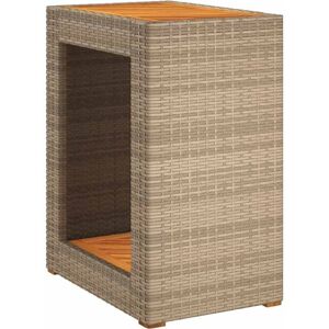 Garden Side Table with Wooden Top Beige 60x40x75 cm Poly Rattan vidaXL Garden Side Table with Wooden Top Beige 60x40x75 cm Poly Rattan vidaXL