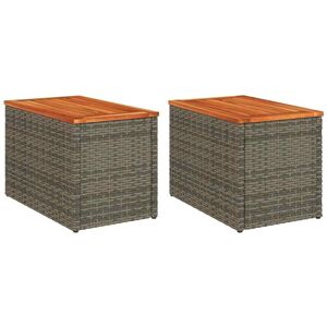 Garden Side Tables 2pcs Grey 55x34x37cm Poly Rattan Solid Wood Vidaxl Garden Side Tables 2pcs Grey 55x34x37cm Poly Rattan Solid Wood Vidaxl