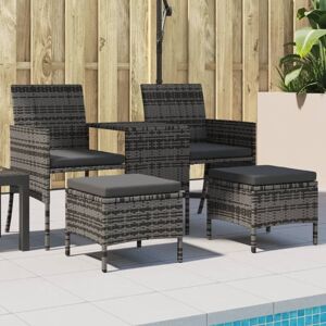 Garden Sofa 2-Seater with Table and Stools Grey Poly Rattan Vidaxl Garden Sofa 2-Seater with Table and Stools Grey Poly Rattan Vidaxl