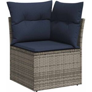 Garden Sofa with Cushion 4 pcs Grey and navy Poly rattan vidaXL Garden Sofa with Cushion 4 pcs Grey and navy Poly rattan vidaXL