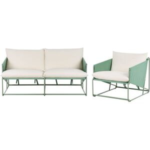 BELIANI Garden Sofa Set 3 Seater PONTE Metal Green BELIANI Garden Sofa Set 3 Seater PONTE Metal Green