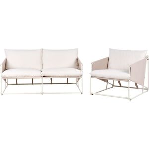 BELIANI Garden Sofa Set 3 Seater PONTE Metal Taupe BELIANI Garden Sofa Set 3 Seater PONTE Metal Taupe