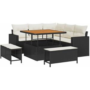 Garden Sofa Set Height-Adjustable 8 pcs Black Poly Rattan vidaXL Garden Sofa Set Height-Adjustable 8 pcs Black Poly Rattan vidaXL