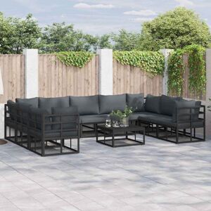 Garden Sofa Set with Cushion Black Aluminium vidaXL Garden Sofa Set with Cushion Black Aluminium vidaXL