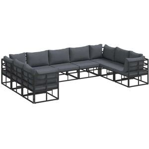 Garden Sofa Set with Cushion Black Aluminium vidaXL Garden Sofa Set with Cushion Black Aluminium vidaXL