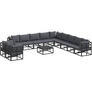 Garden Sofa Set with Cushion Black Aluminium vidaXL Garden Sofa Set with Cushion Black Aluminium vidaXL