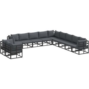 Garden Sofa Set with Cushion Black Aluminium vidaXL Garden Sofa Set with Cushion Black Aluminium vidaXL