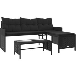 Vidaxl - Garden Sofa with Table and Cushions L-Shaped Black Poly Rattan Vidaxl - Garden Sofa with Table and Cushions L-Shaped Black Poly Rattan