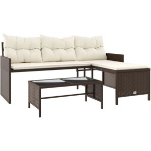 Vidaxl - Garden Sofa with Table and Cushions L-Shaped Brown Poly Rattan Vidaxl - Garden Sofa with Table and Cushions L-Shaped Brown Poly Rattan