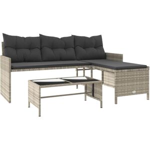 Vidaxl - Garden Sofa with Table and Cushions L-Shaped Light Grey Poly Rattan Vidaxl - Garden Sofa with Table and Cushions L-Shaped Light Grey Poly Rattan