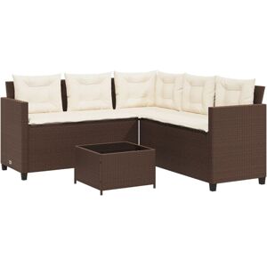 Garden Sofa with Table and Cushions L-Shaped Brown Poly Rattan Vidaxl Garden Sofa with Table and Cushions L-Shaped Brown Poly Rattan Vidaxl