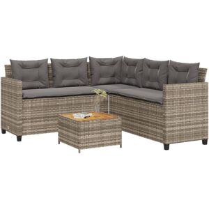 Garden Sofa with Table and Cushions L-Shaped Grey Poly Rattan Vidaxl Garden Sofa with Table and Cushions L-Shaped Grey Poly Rattan Vidaxl