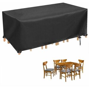 GOTRAYS Garden Table and Chair Cover, Waterproof Rectangular Outdoor Furniture Cover, Oxford Heavy Duty Protective Cover, 280x 204 x 106cm, Black GOTRAYS Garden Table and Chair Cover, Waterproof Rectangular Outdoor Furniture Cover, Oxford Heavy Duty Protective Cover, 280x 204 x 106cm, Black