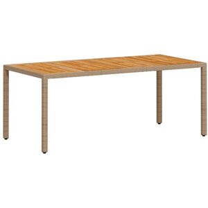 Vidaxl - Garden Table Beige 190x90x75 cm Poly Rattan Acacia Wood Vidaxl - Garden Table Beige 190x90x75 cm Poly Rattan Acacia Wood