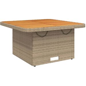 Vidaxl - Garden Table Beige 80x80x71 cm Poly Rattan and Acacia Wood Vidaxl - Garden Table Beige 80x80x71 cm Poly Rattan and Acacia Wood