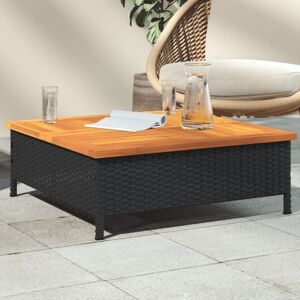 Garden Table Black 70x70x25 cm Rattan and Acacia Wood vidaXL Garden Table Black 70x70x25 cm Rattan and Acacia Wood vidaXL