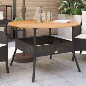 Garden Table with Acacia Wood Top Black Ø110x71 cm Poly Rattan Vidaxl Garden Table with Acacia Wood Top Black Ø110x71 cm Poly Rattan Vidaxl